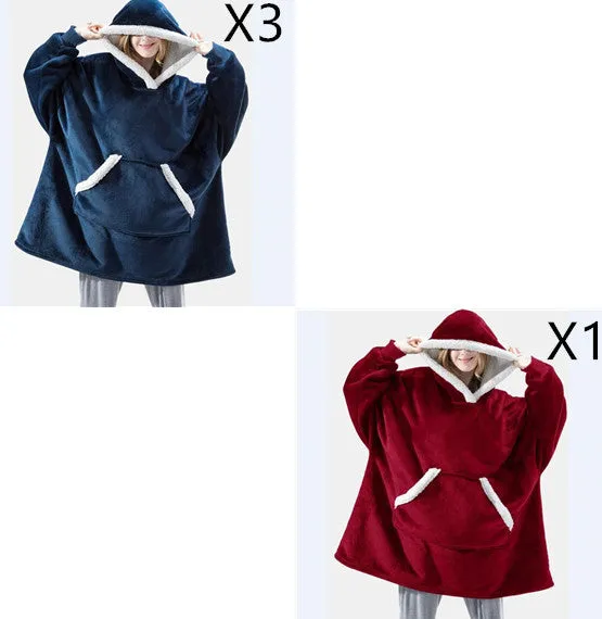 Men And Women Can Wear Zipper Flannel Lazy Blanket
