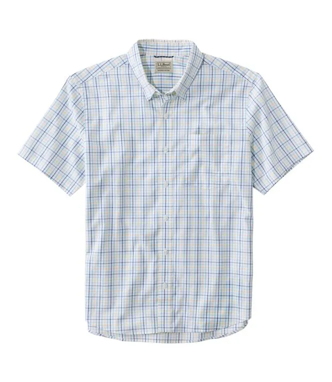 Men's Comfort Stretch Performance Shirt, Short Sleeve, Slightly Fitted, Plaid