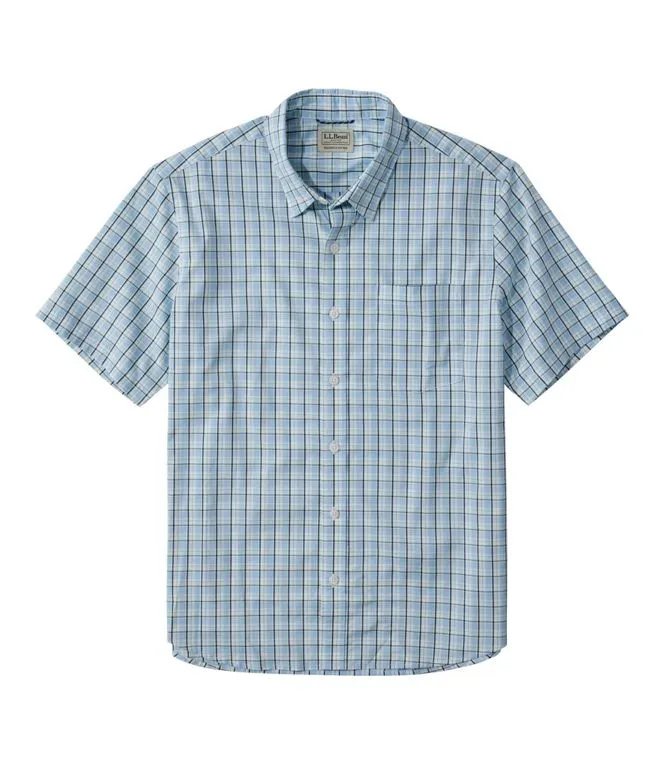 Men's Comfort Stretch Performance Shirt, Short Sleeve, Slightly Fitted, Plaid