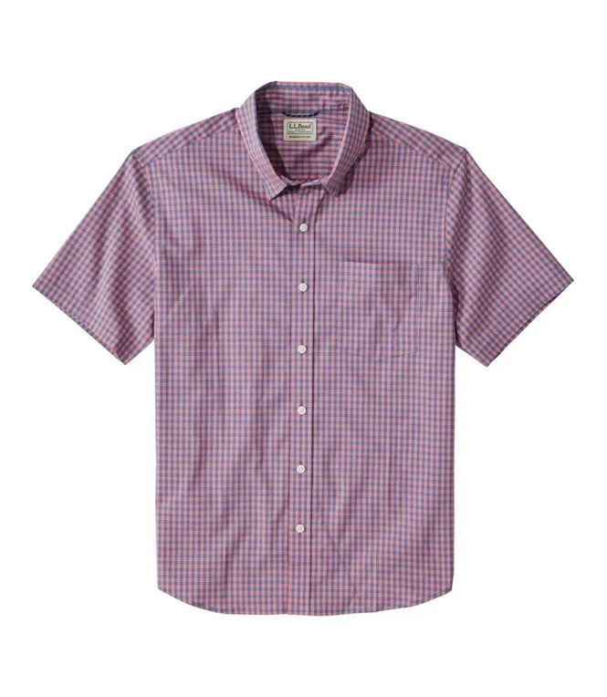 Men's Comfort Stretch Performance Shirt, Short Sleeve, Slightly Fitted, Plaid