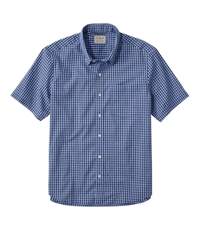 Men's Comfort Stretch Performance Shirt, Short Sleeve, Slightly Fitted, Plaid