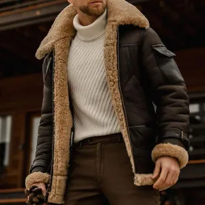 Men's Fashion Lapel Plus Velvet Warm Jacket