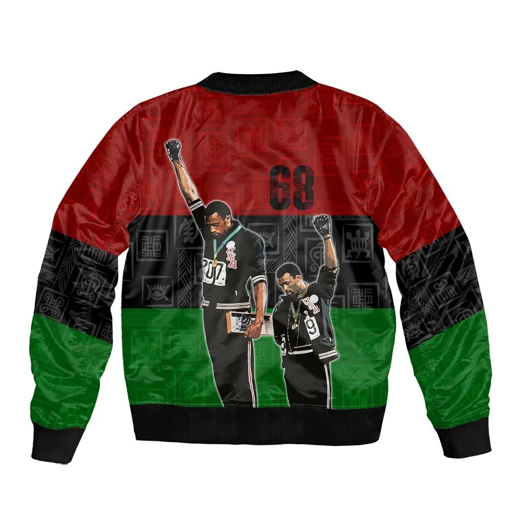Mexico City 1968 African American Bomber Jacket Black Power Salute DT02
