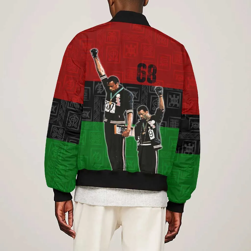 Mexico City 1968 African American Bomber Jacket Black Power Salute DT02