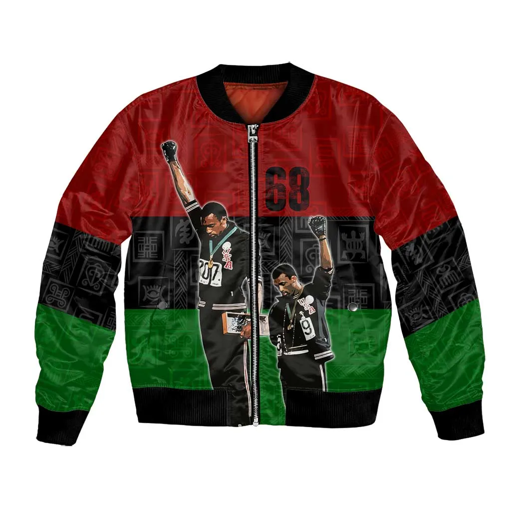Mexico City 1968 African American Bomber Jacket Black Power Salute DT02