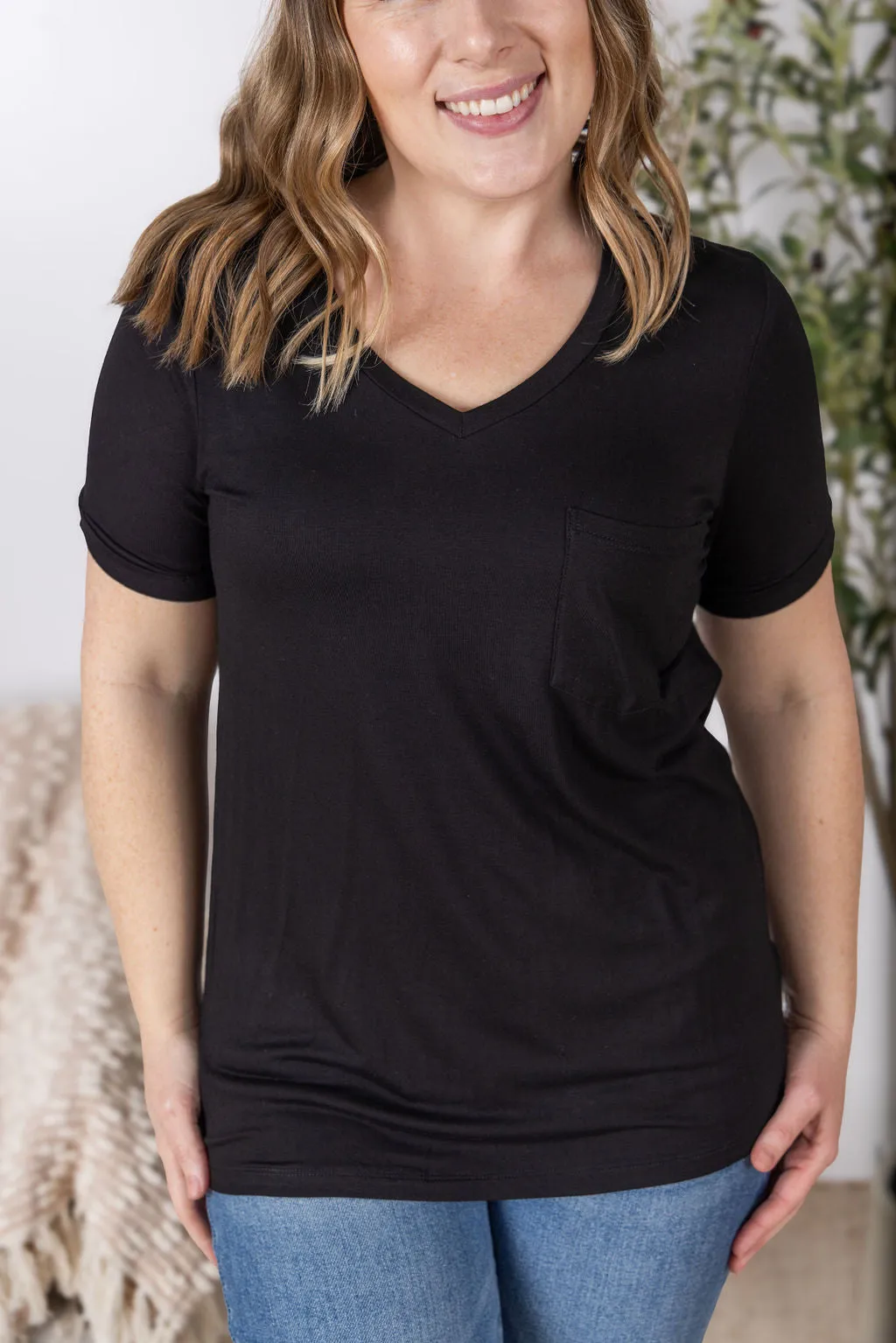 Michelle Mae Black Sophie Pocket Tee Top