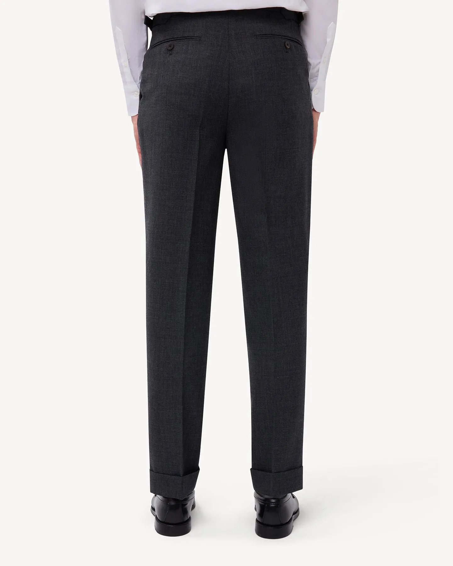 Mid Grey Single Pleat Tropical Wool Trousers