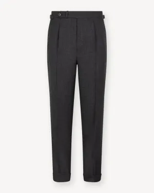 Mid Grey Single Pleat Tropical Wool Trousers