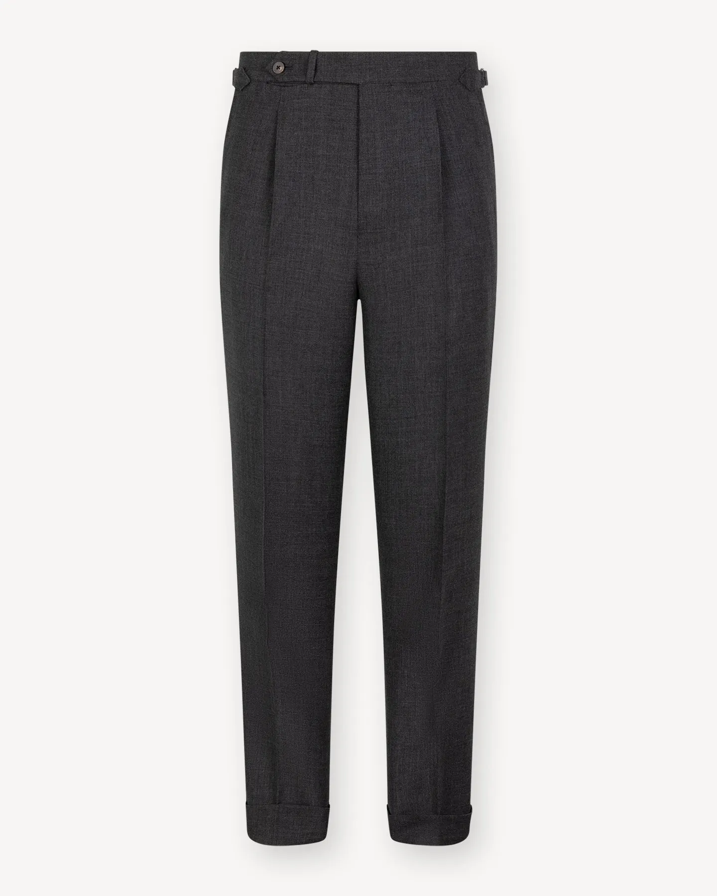 Mid Grey Single Pleat Tropical Wool Trousers
