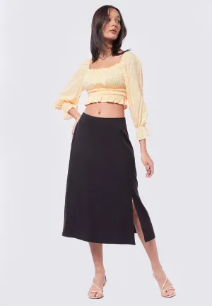 Midi Skirt with Slit Details