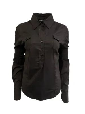 MILA SCHON CONCEPT Women's Button Up Top IT 50 Dark Brown