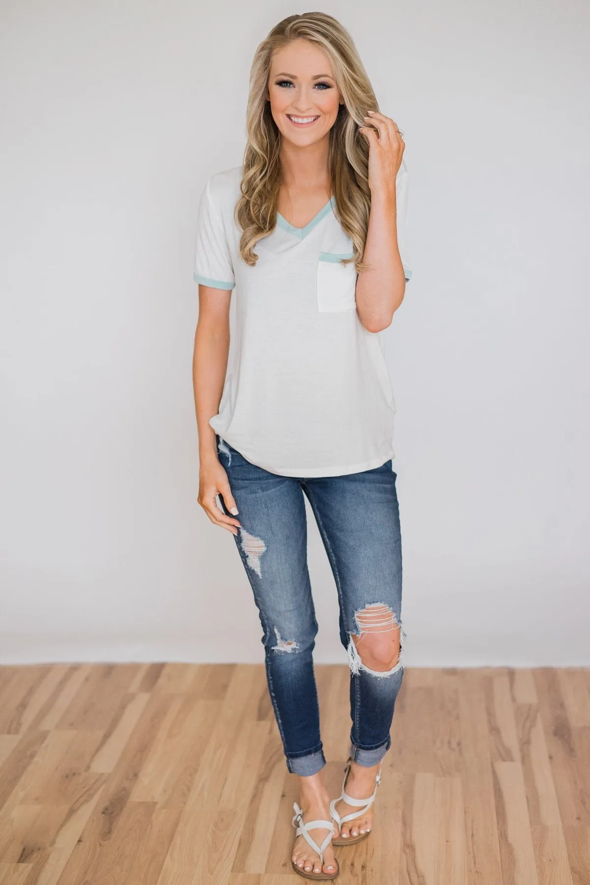Mint Trim Pocket Top