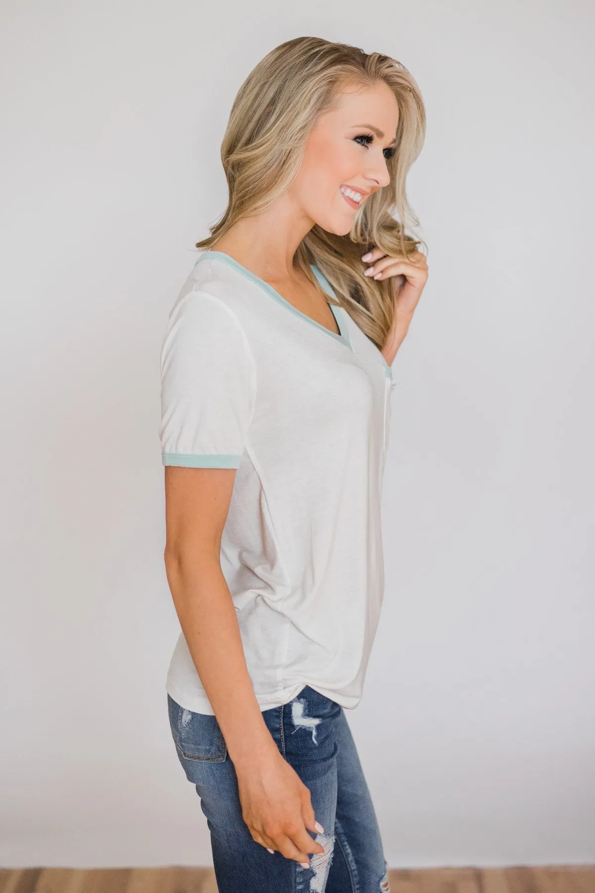 Mint Trim Pocket Top
