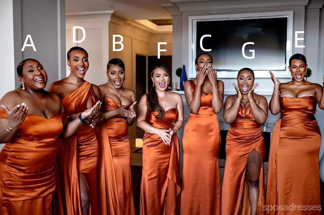 Mismatched Burnt Orange Mermaid Maxi Long Bridesmaid Dresses For Wedding Party,WG1833