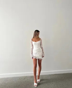 Modern Detachable Long Lace Sleeves Wedding Dresses Gowns Sequins Strapless Mini Formal Princess Bride Bridal Gown Dress