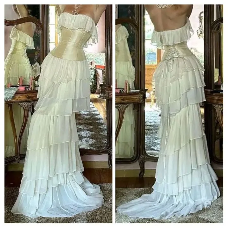 Modest Sheath Strapless Chiffon Sleeveless Ivory Long Prom Dress Evening Dresses      fg6798