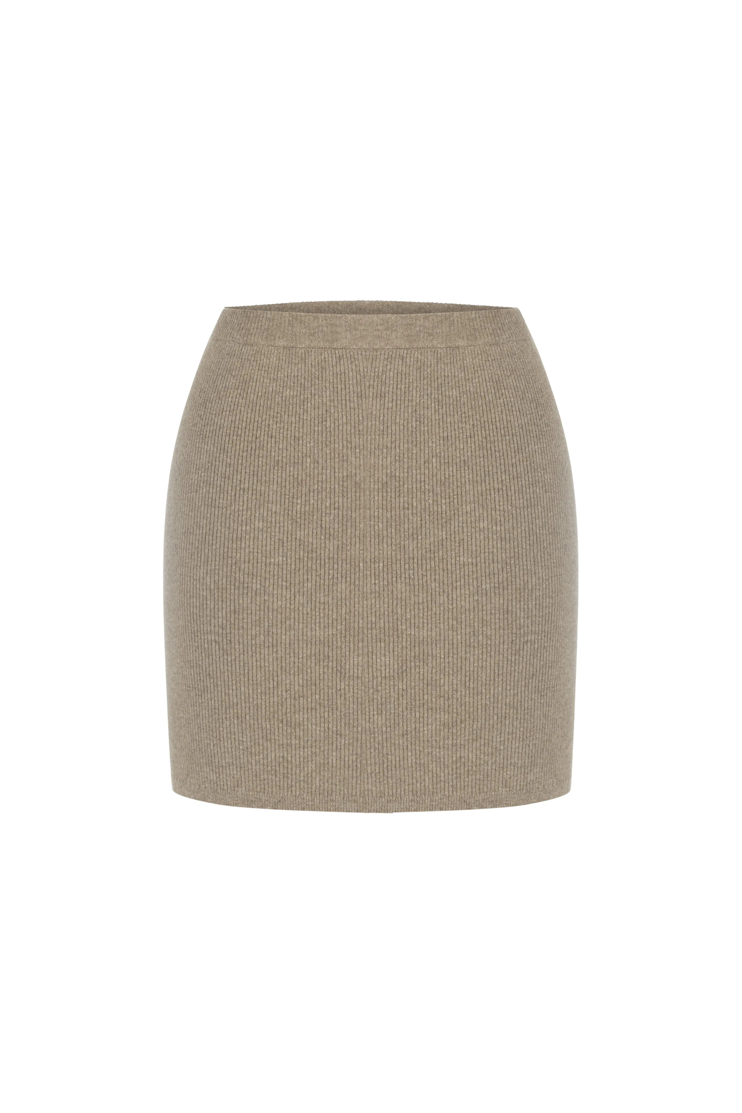 Morgan Coffee Cashmere-Blend Pencil Skirt