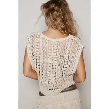 Natural V-Neck Sleeveless Top