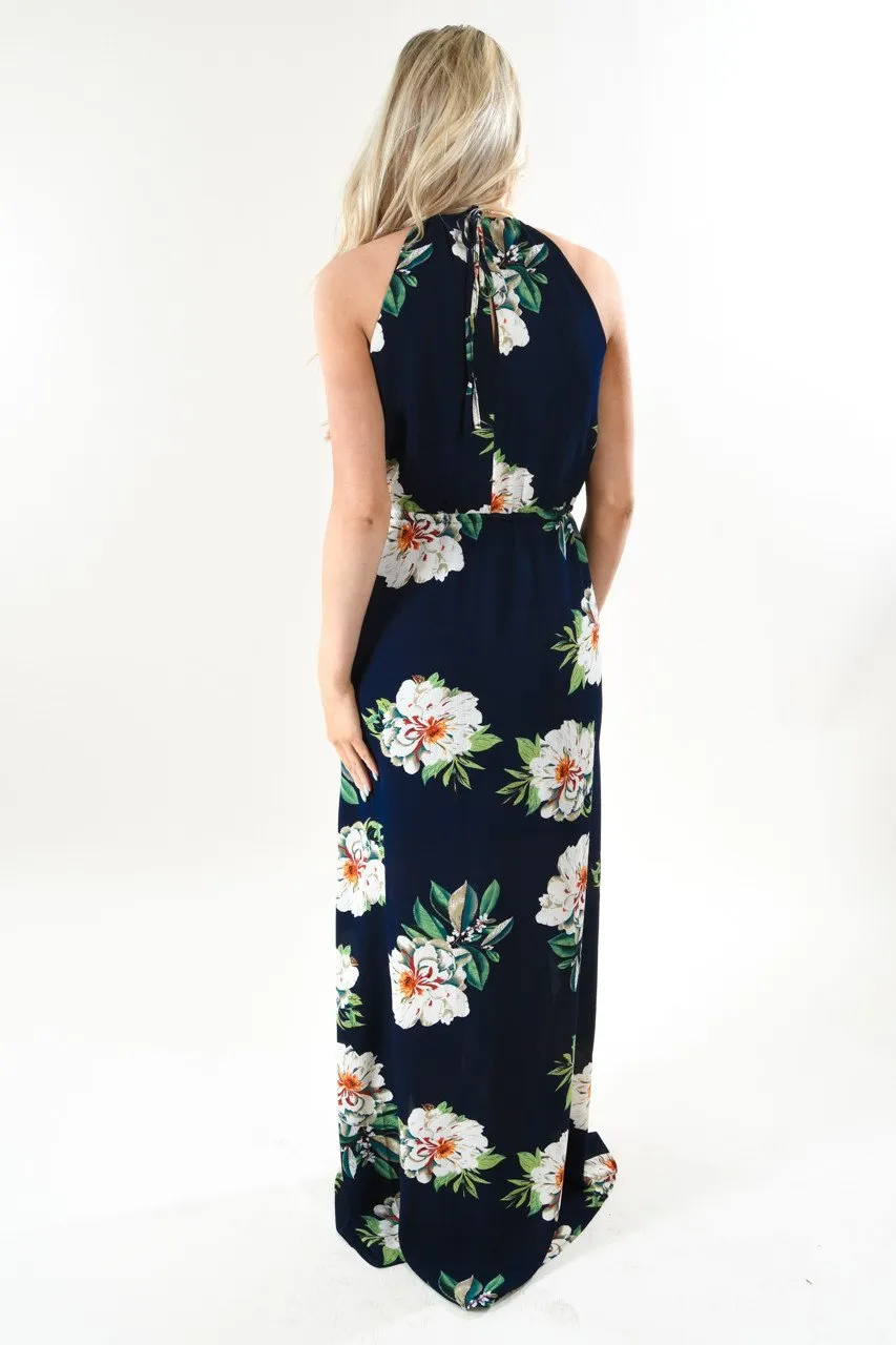 Navy Oasis Floral Maxi Dress