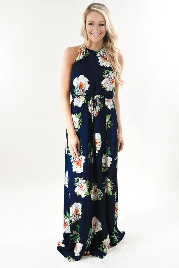 Navy Oasis Floral Maxi Dress
