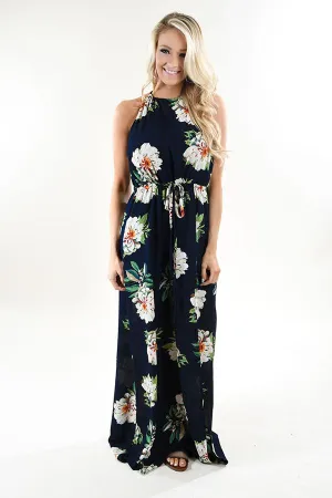 Navy Oasis Floral Maxi Dress