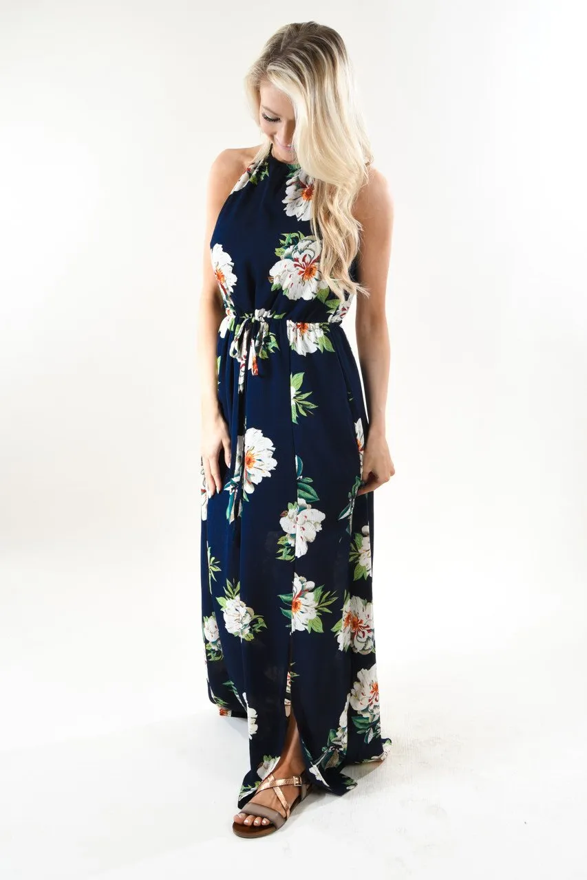 Navy Oasis Floral Maxi Dress