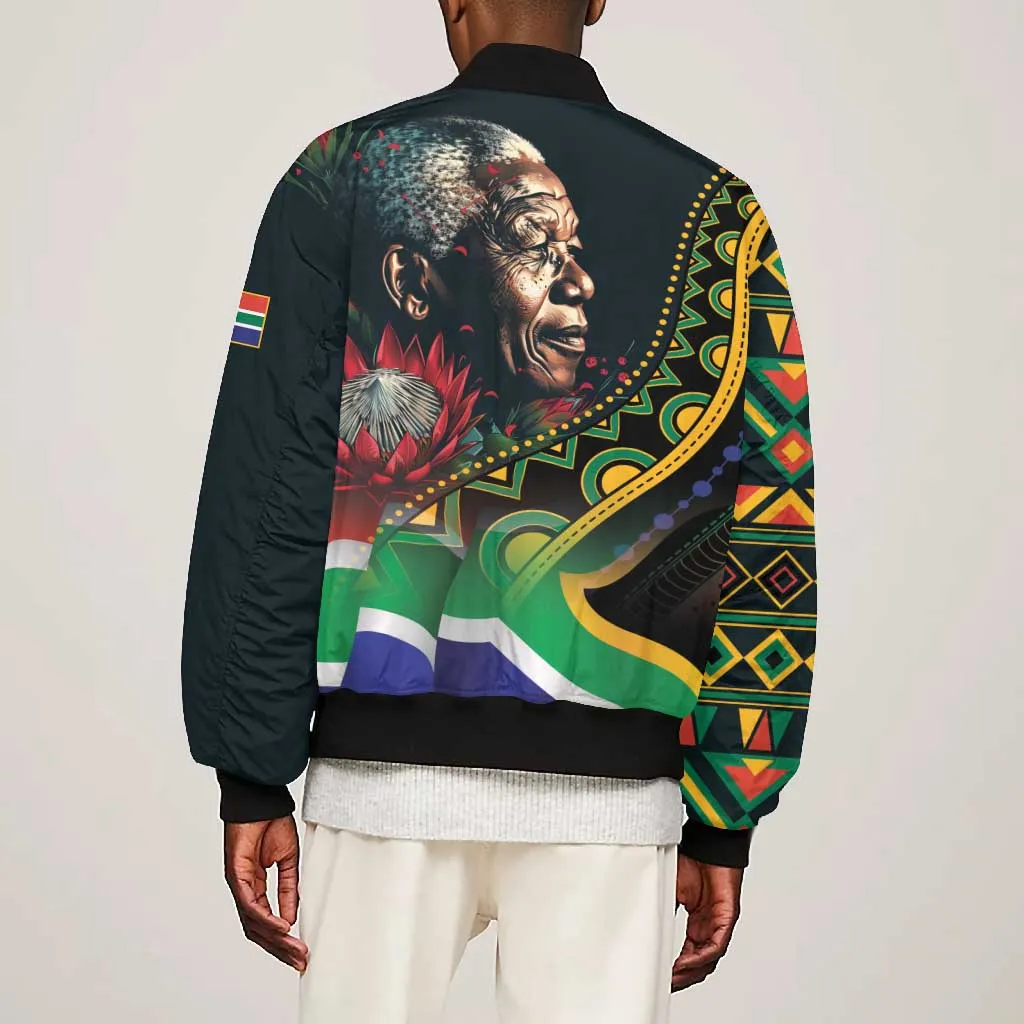 Nelson Mandela Birthday Bomber Jacket Leader of the Nation LT01