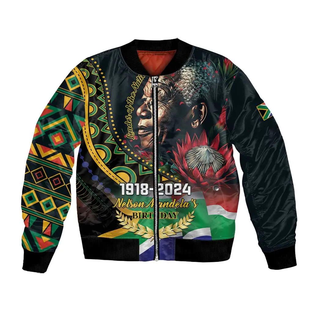 Nelson Mandela Birthday Bomber Jacket Leader of the Nation LT01