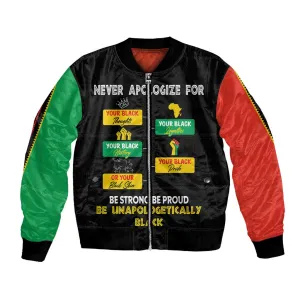 Never Apologize For Your Pride Bomber Jacket African Black History DT02