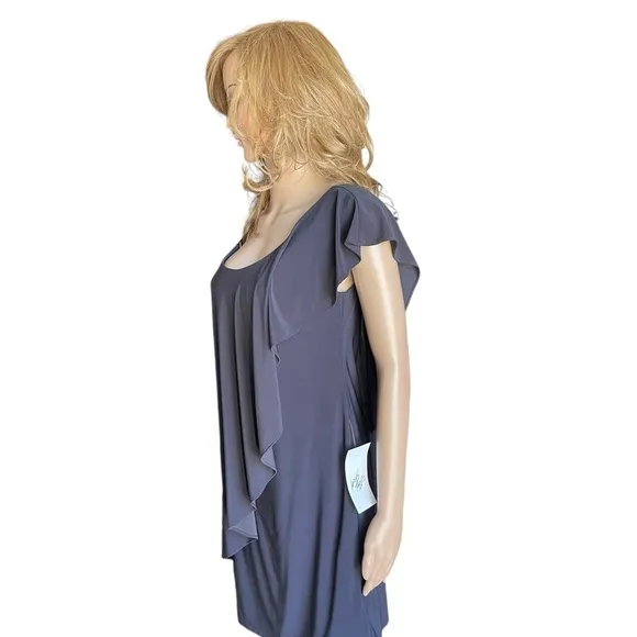 New! Betsy Adam Embelished One ShoulderBlack Dress size 6