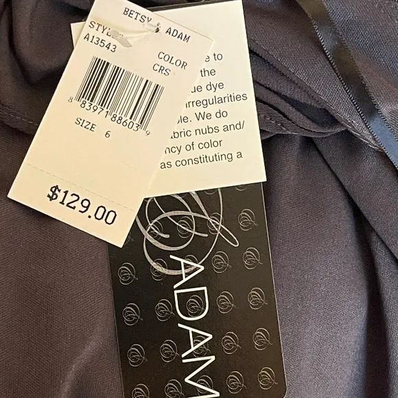 New! Betsy Adam Embelished One ShoulderBlack Dress size 6