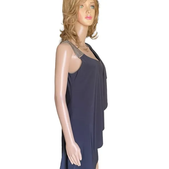 New! Betsy Adam Embelished One ShoulderBlack Dress size 6