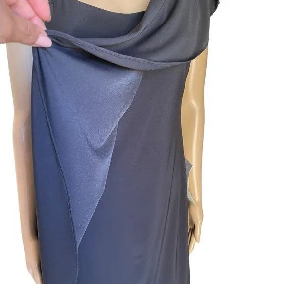 New! Betsy Adam Embelished One ShoulderBlack Dress size 6