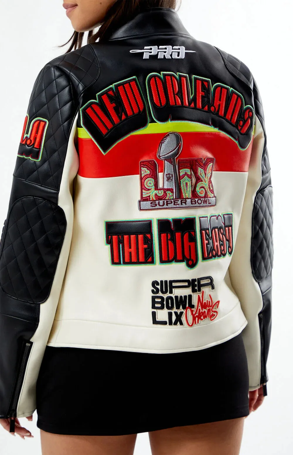 NFL Super Bowl 59 Women’s Pinnacle Moto Leather Jacket