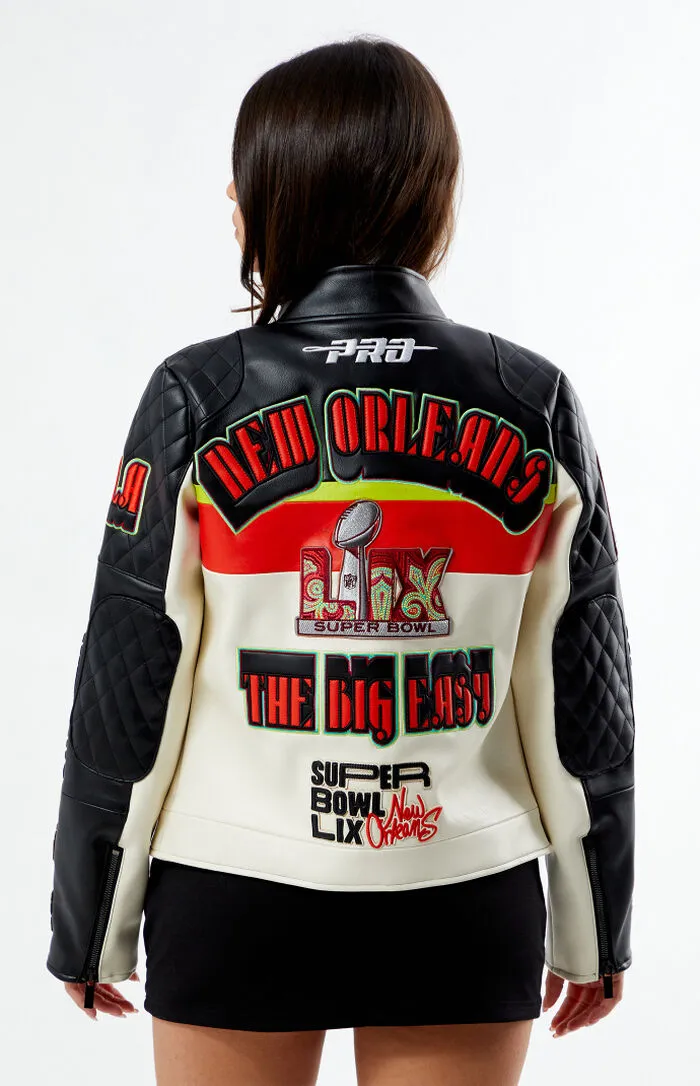 NFL Super Bowl 59 Women’s Pinnacle Moto Leather Jacket