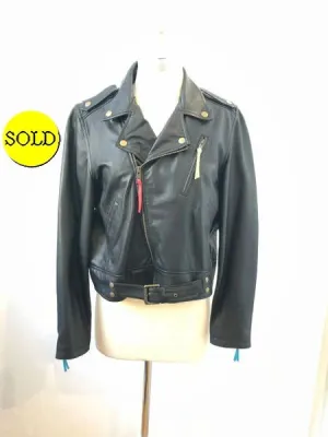 Nicole Miller Leather Embroidered Jacket Size L