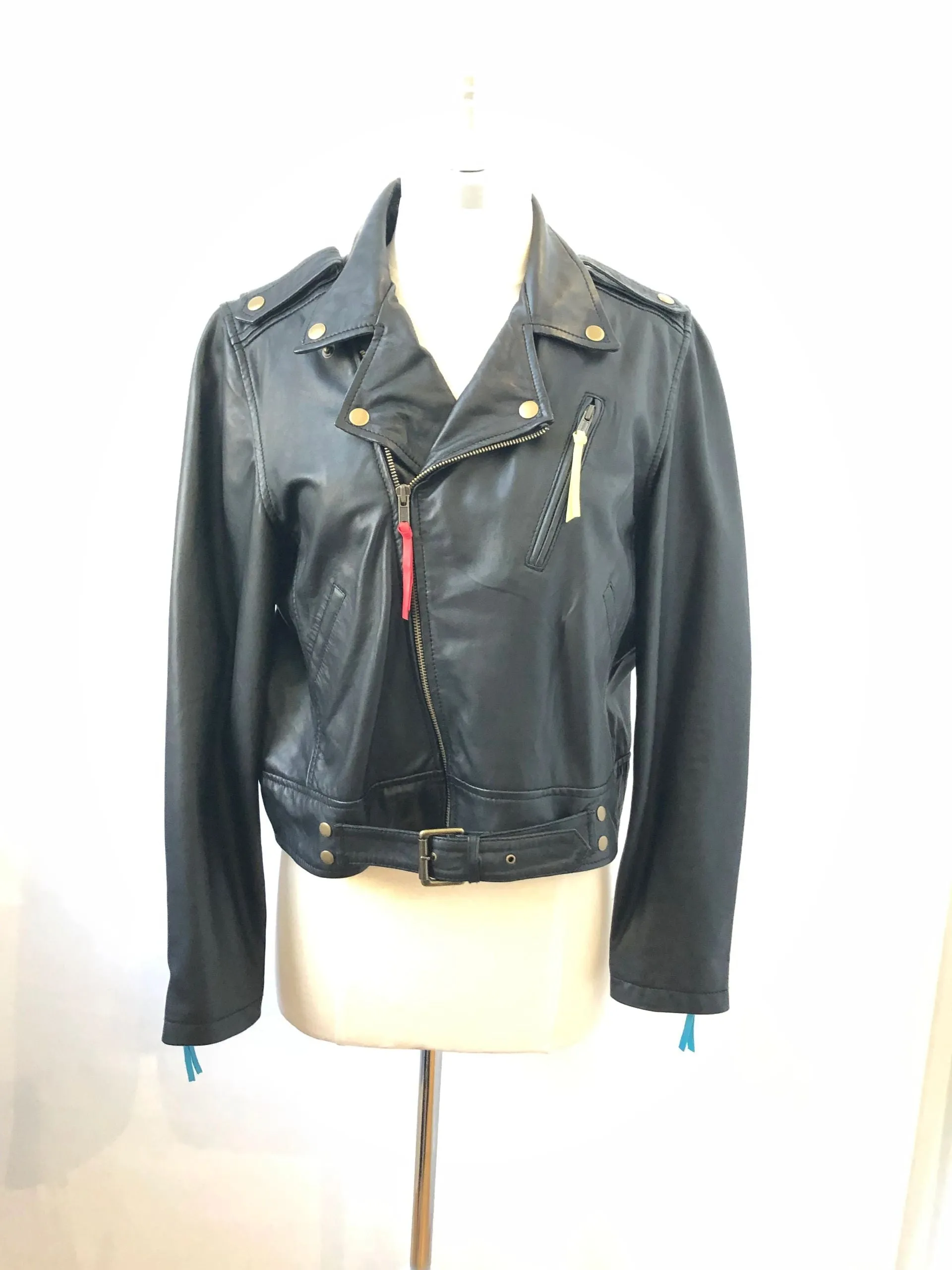 Nicole Miller Leather Embroidered Jacket Size L