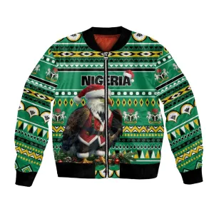 Nigeria Christmas Bomber Jacket Eagle Santa - African Pattern LT01