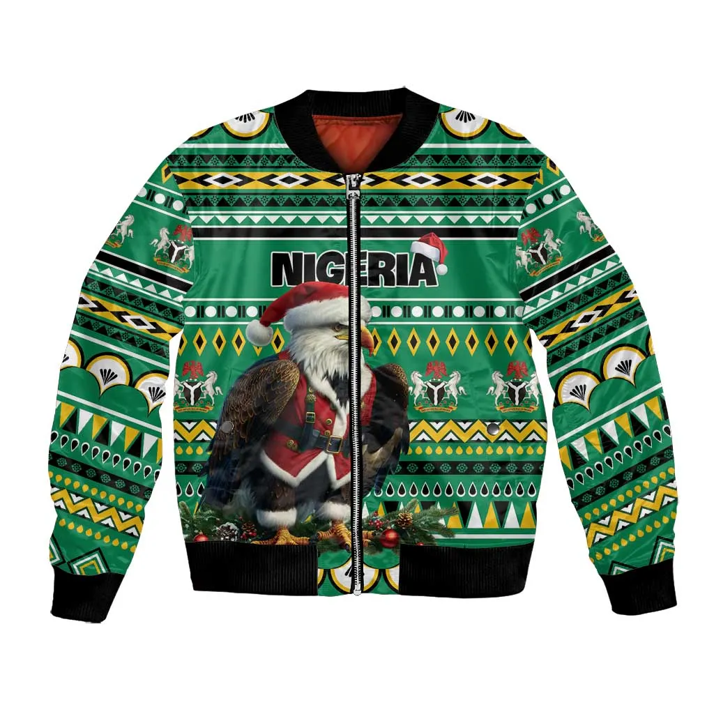 Nigeria Christmas Bomber Jacket Eagle Santa - African Pattern LT01