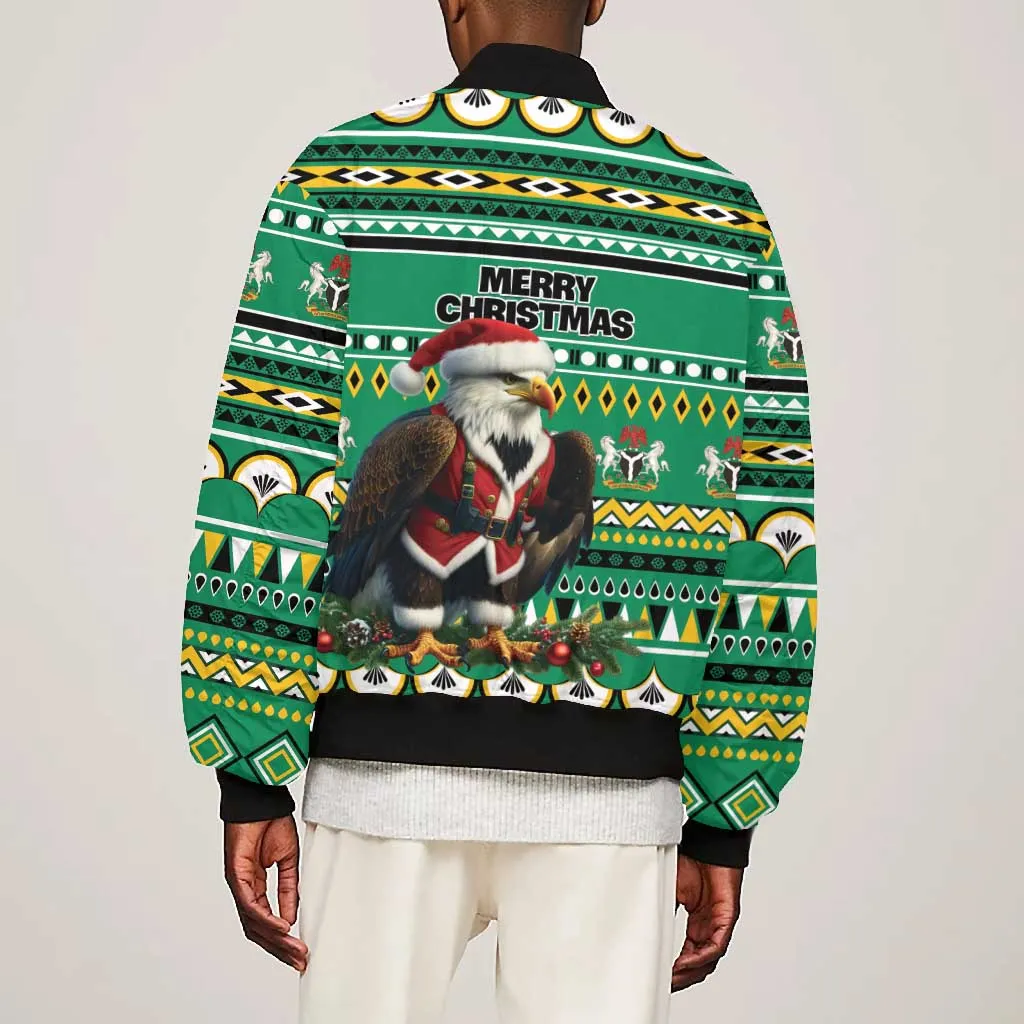 Nigeria Christmas Bomber Jacket Eagle Santa - African Pattern LT01