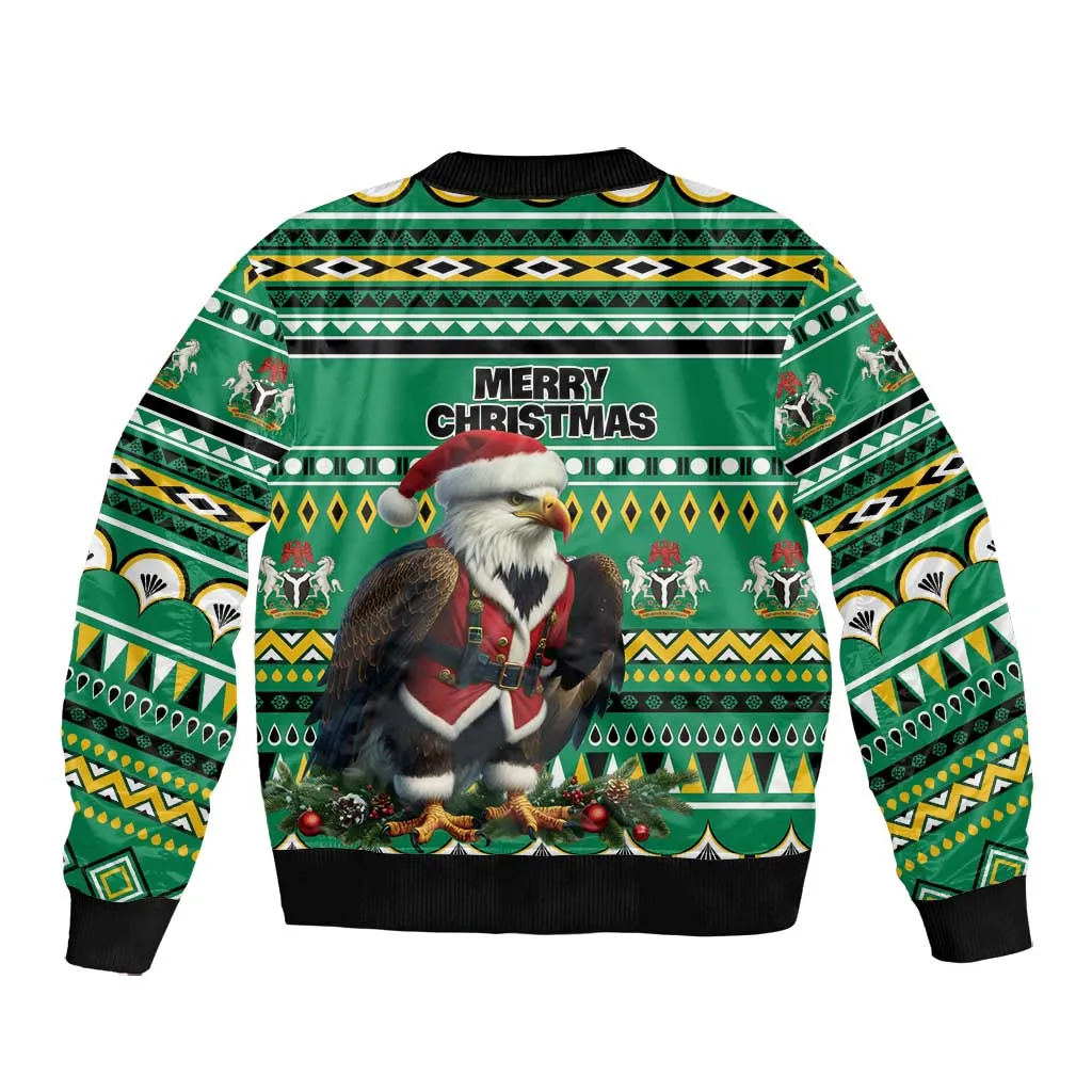 Nigeria Christmas Bomber Jacket Eagle Santa - African Pattern LT01