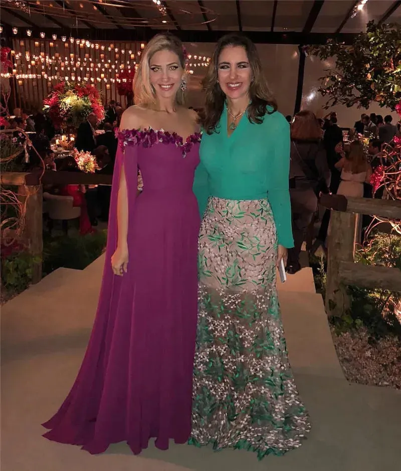 Off the Shoulder 3D Flowers Long Prom Dresses Chiffon Special Occasion Party Gowns vestidos de fiesta