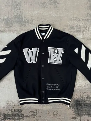 Off-White x Virgil Abloh Varsity Bomber Jacket - Black