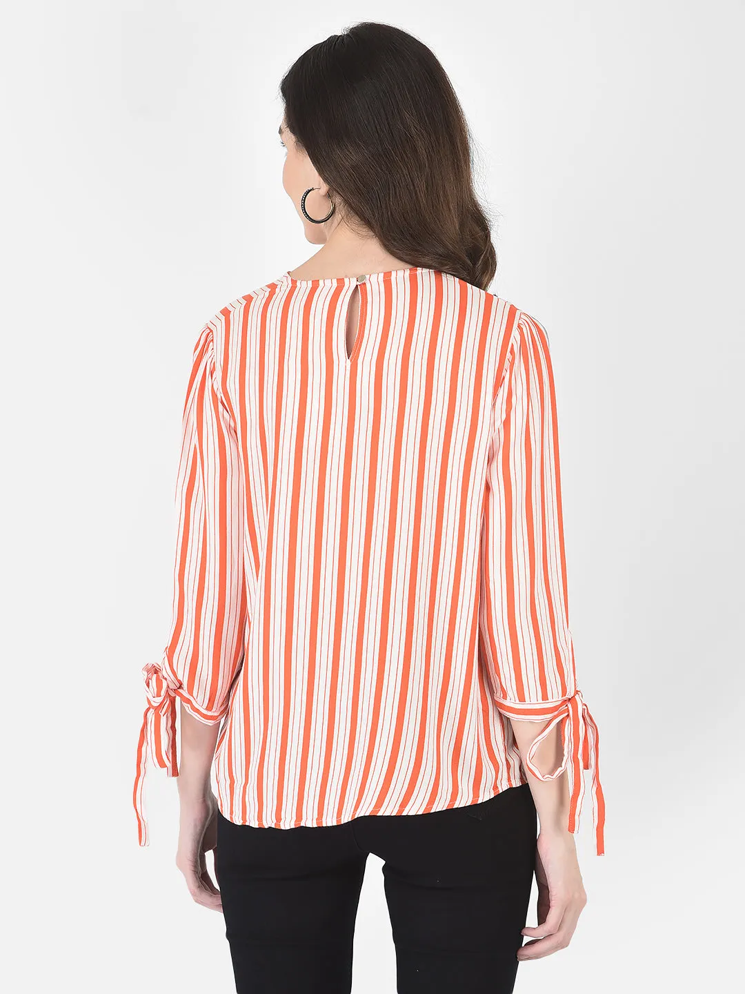 Orange Striped Tops