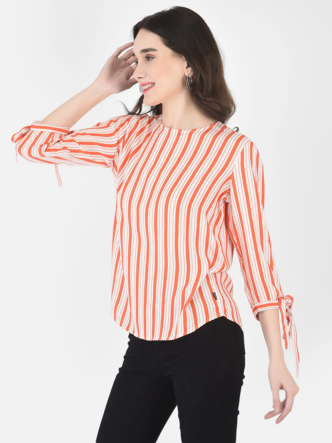 Orange Striped Tops