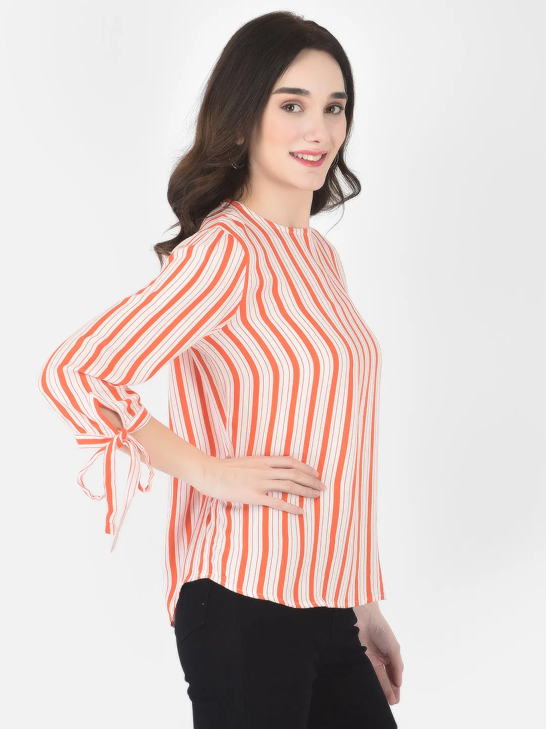 Orange Striped Tops