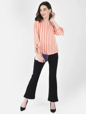 Orange Striped Tops