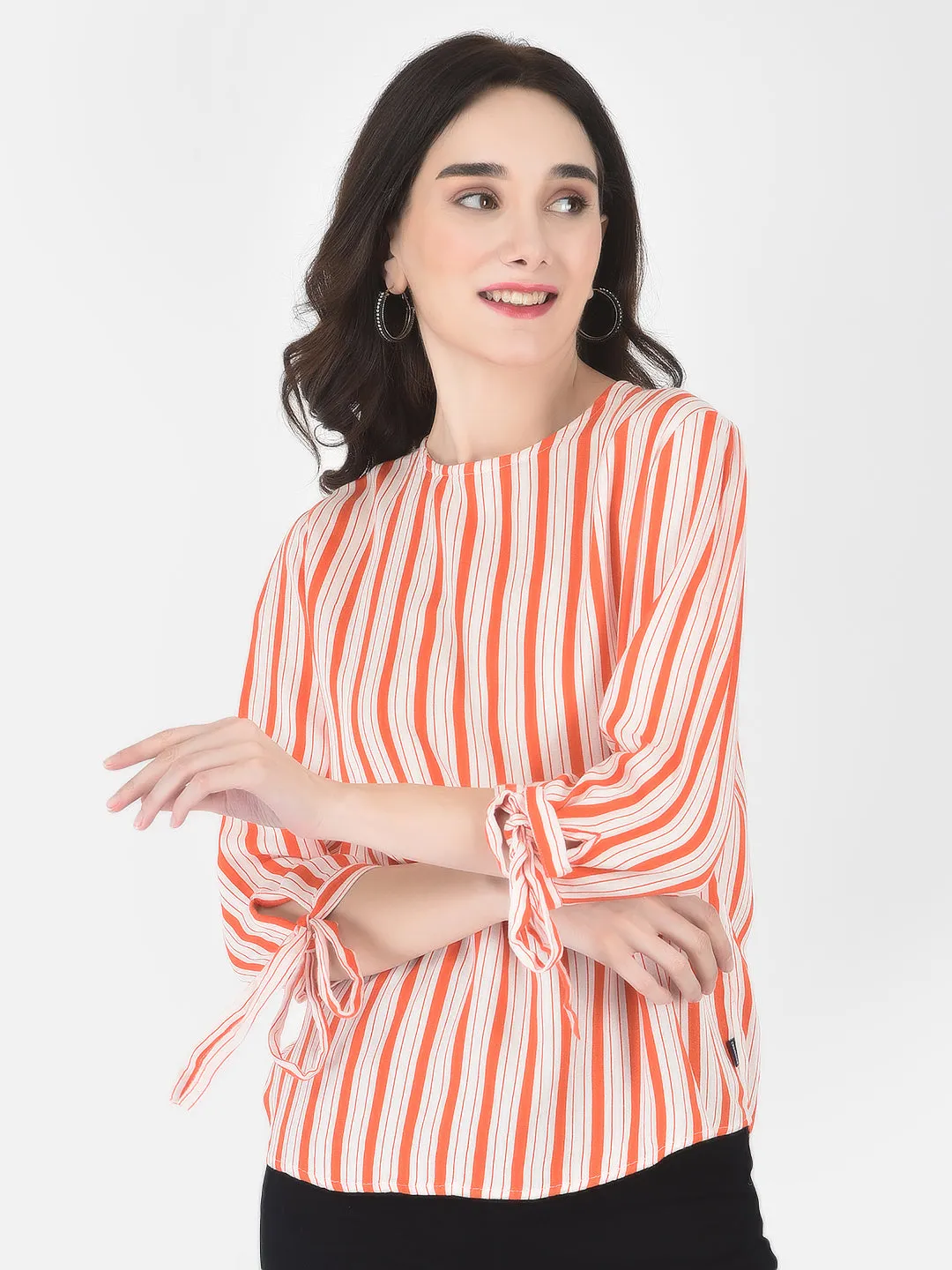 Orange Striped Tops