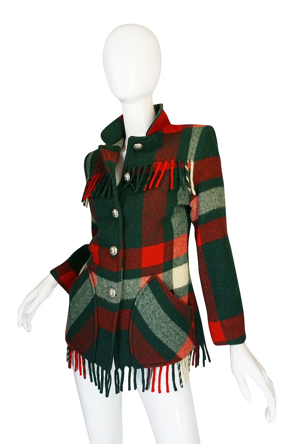 Original 1940s Western Fringe Plaid Jacket