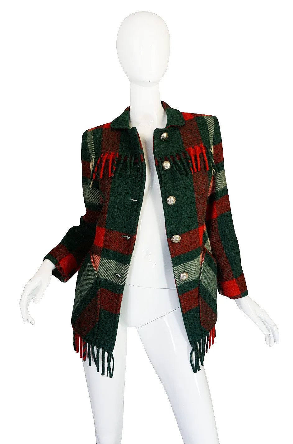 Original 1940s Western Fringe Plaid Jacket